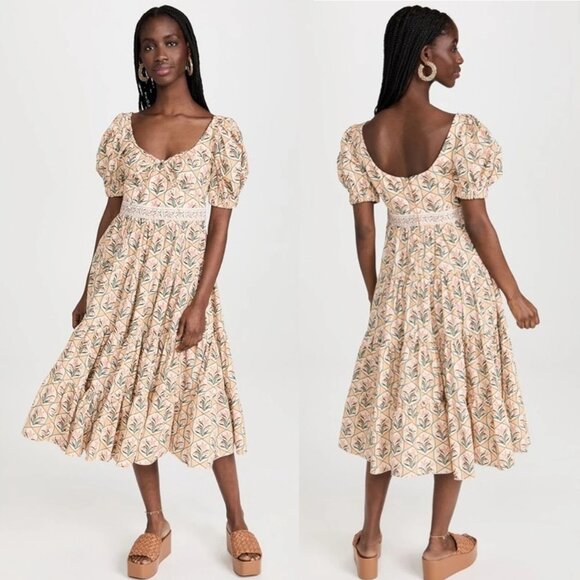 Agua by Agua Bendita Palmera Chan Chan Miel Midi Dress Small - Picture 1 of 11